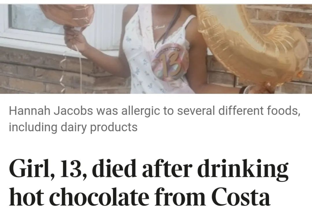 咖啡師誤用牛奶！13歲少女飲Costa熱朱古力過敏亡 防交叉汙染必知
