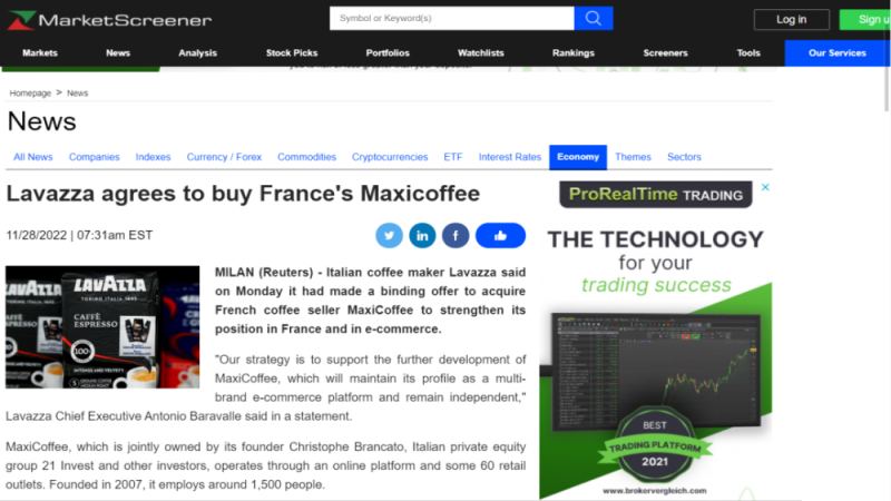 Lavazza 收購法國 MaxiCoffee 加速電商佈局，全球擴張再下一城